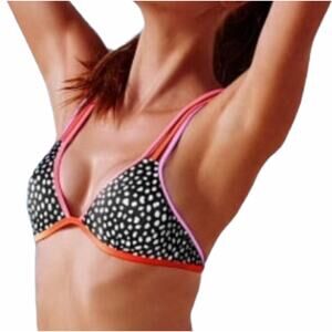 Victoria's Secret Pebble‎ Dot Triangle Strappy Back Pink Orange  Bikini Top  M